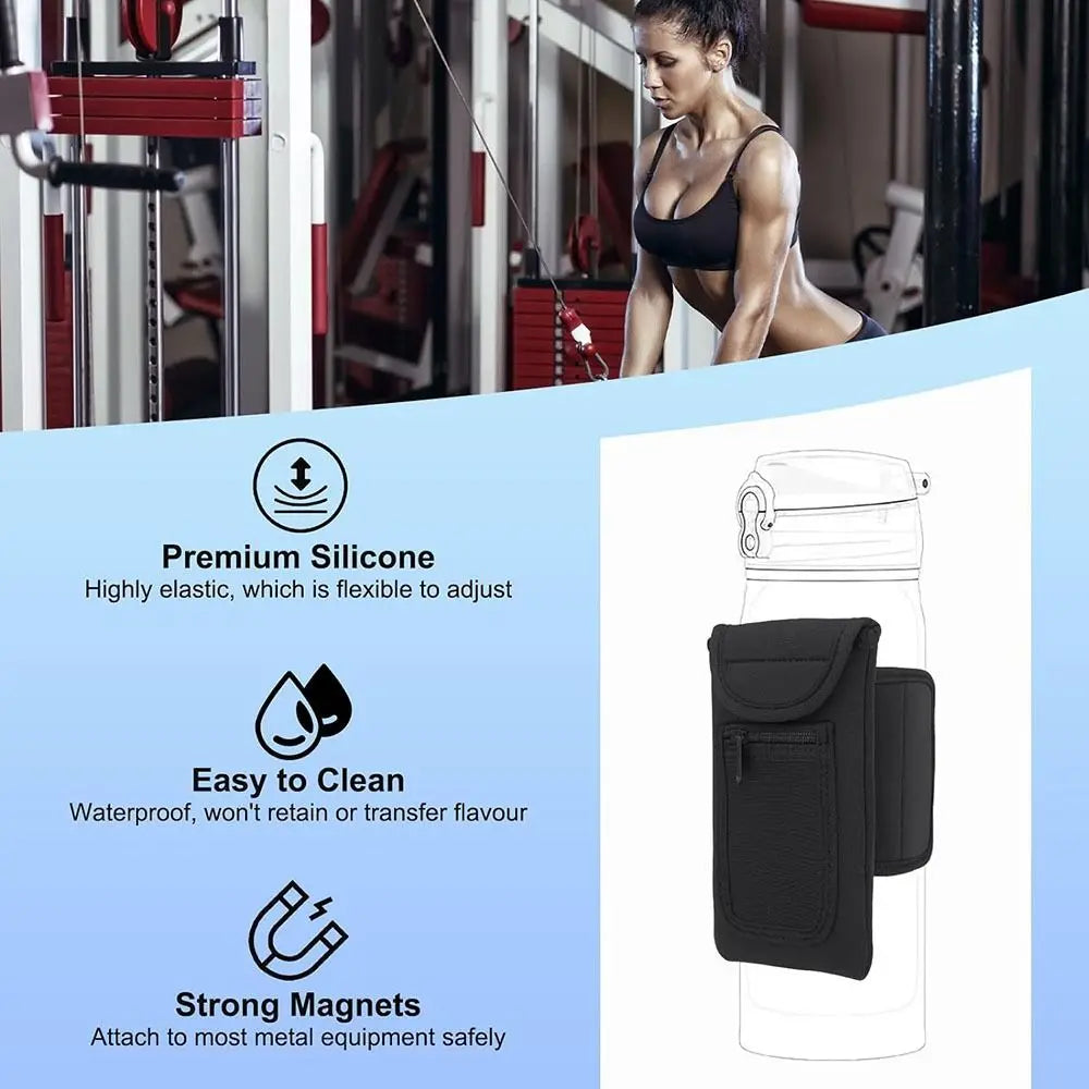 Magnetic Gym Water Bottle Bag Holder Built-in Magnet for Easy Attachment to Metal Surface Magnetic Bottle Sleeve Pouch