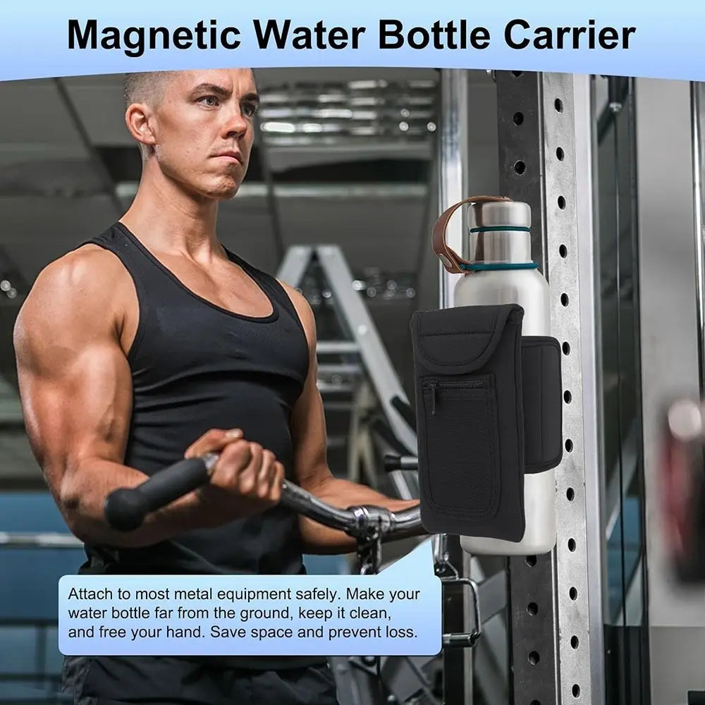 Magnetic Gym Water Bottle Bag Holder Built-in Magnet for Easy Attachment to Metal Surface Magnetic Bottle Sleeve Pouch
