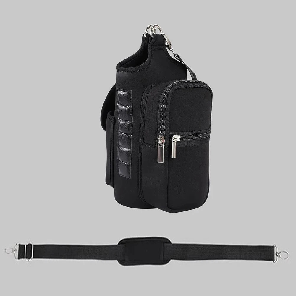 Magnetic Water Bottle Holder Gym Water Bottle Carrier Bag W/ Phone Pocket Handle Shoulder Strap 6 Built-in Magnets Water Bottle