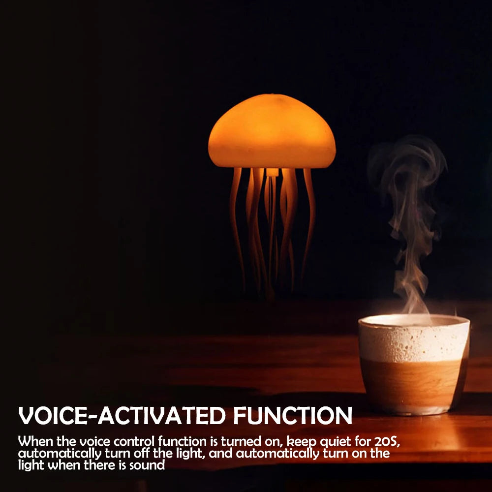 Jellyfish LED Night Light RGB Adjustable Color Active Tentacle USB Rechargeable Bedside Lamp with Polished Base Jellyfish Lights