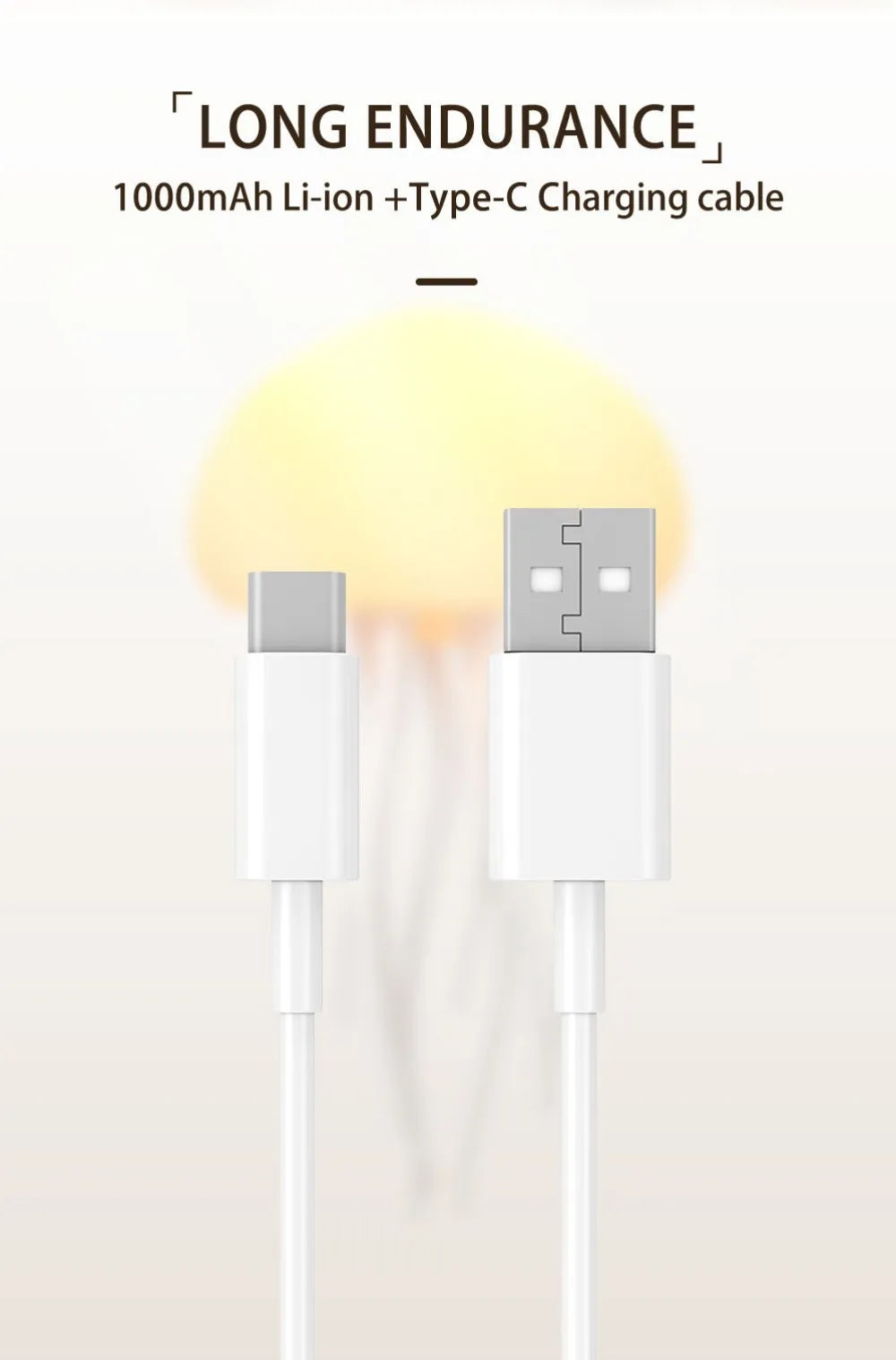 Jellyfish LED Night Light RGB Adjustable Color Active Tentacle USB Rechargeable Bedside Lamp with Polished Base Jellyfish Lights