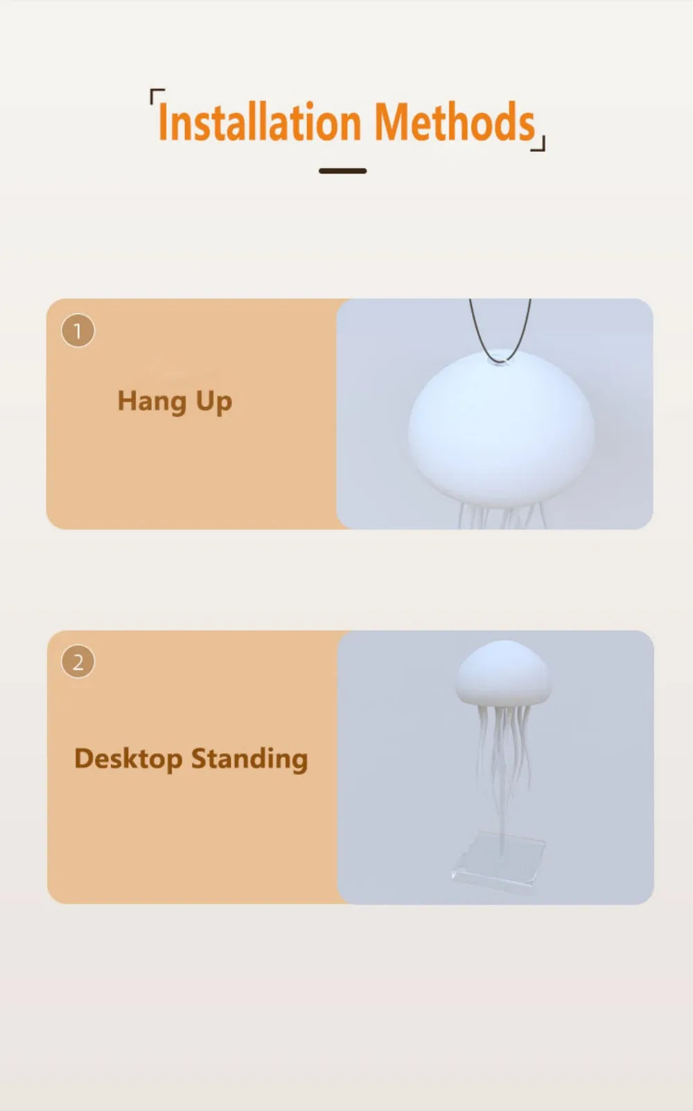 Jellyfish LED Night Light RGB Adjustable Color Active Tentacle USB Rechargeable Bedside Lamp with Polished Base Jellyfish Lights
