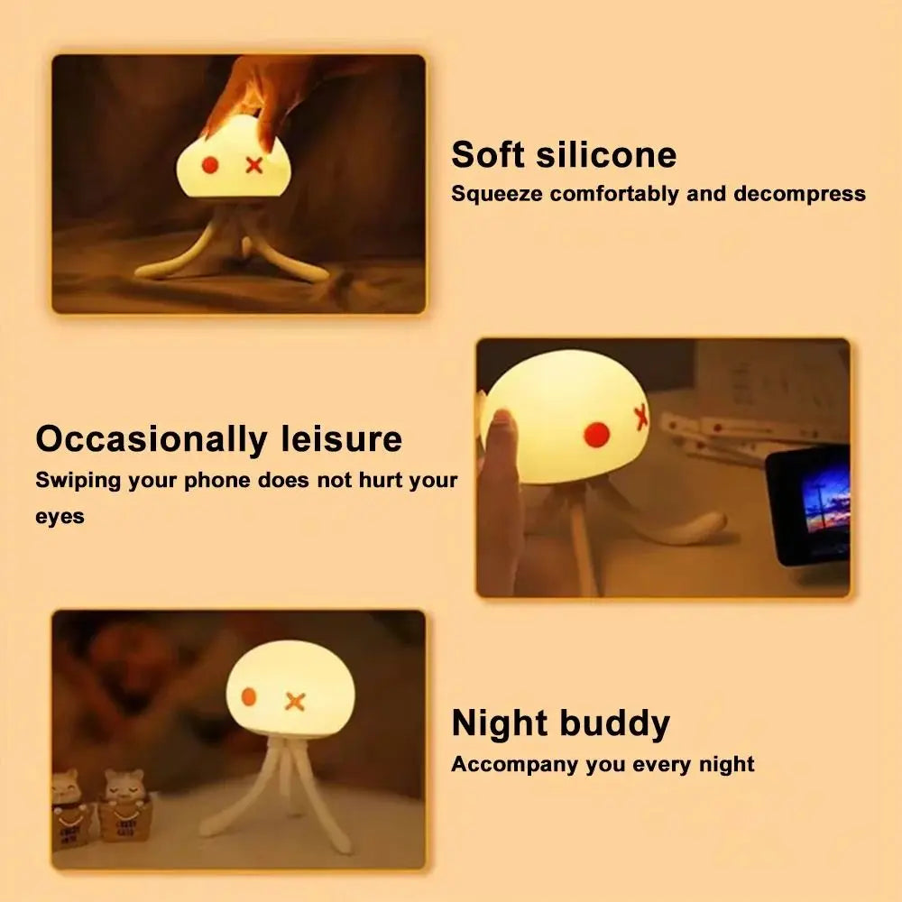 Deformable Silicone Jellyfish Night Light Eye Protection 3 Color Light LED Jellyfish Lamp Adjustable Brightness Touch Dimming