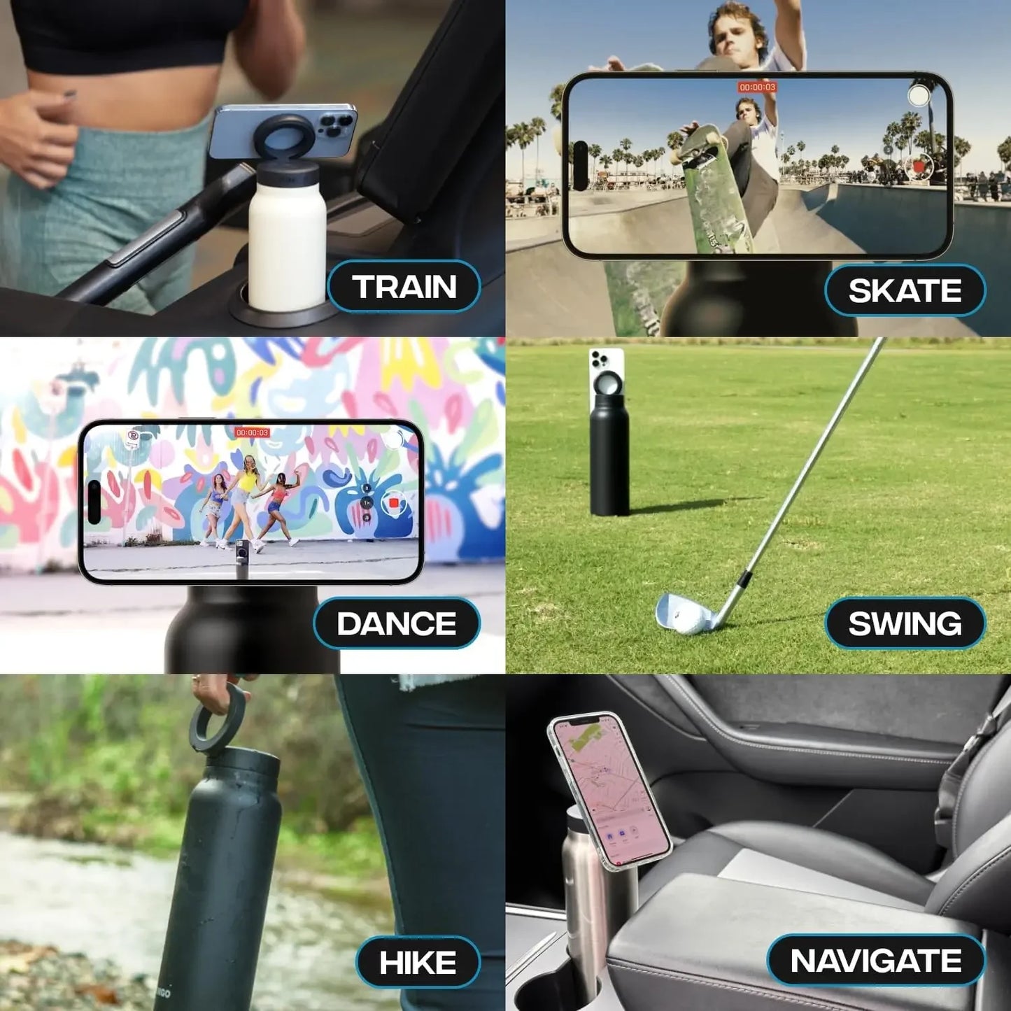 2024 720ml Unique Magnet Water Bottle 304 Stainless Steel Insulated Magsafe Water Bottle with Magnetic Cell Phone Holder
