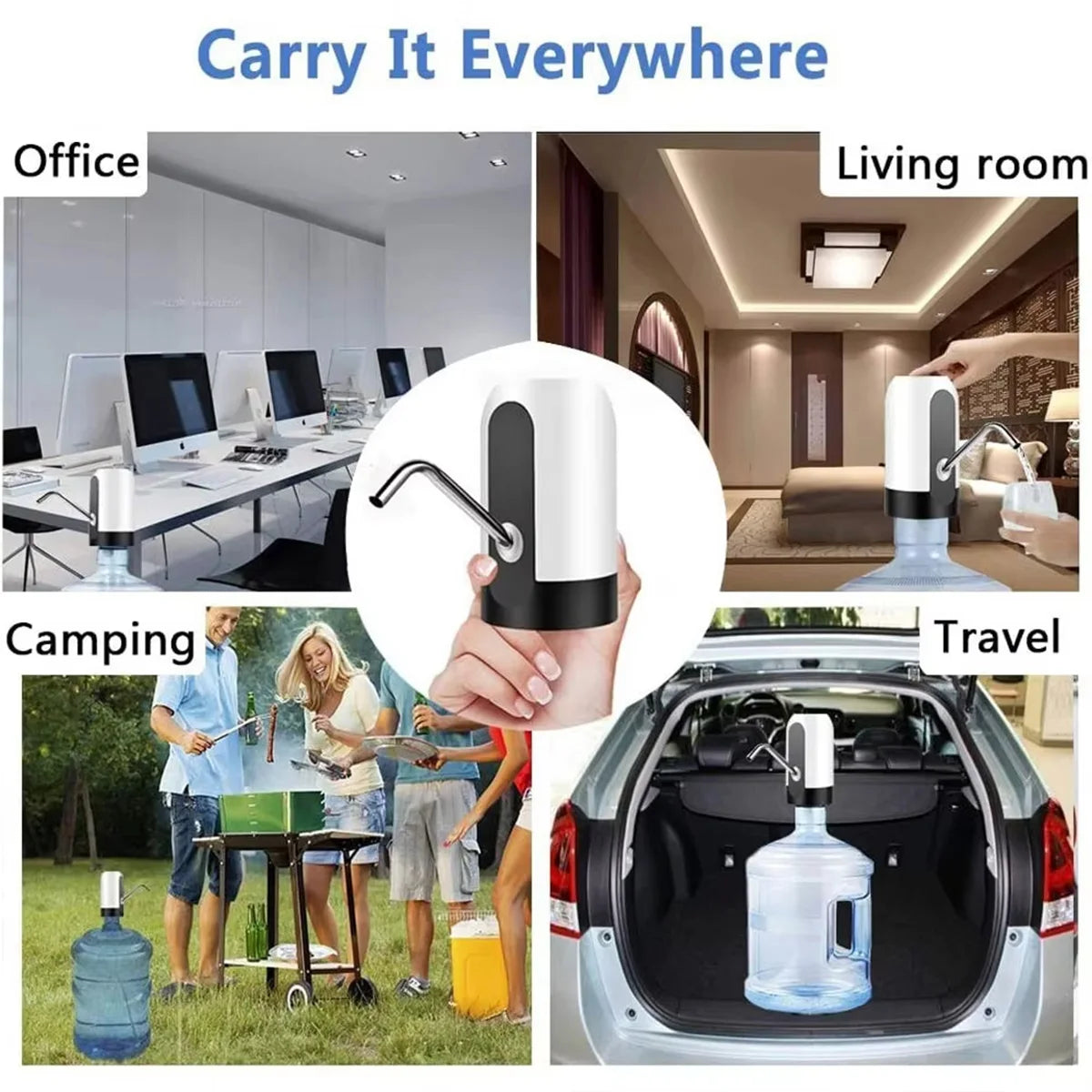 Electric Water Dispenser Pump For 2-5 Gallon Bottle USB Charging Portable Automatic Drinking Pump For Home Office Camping Picnic